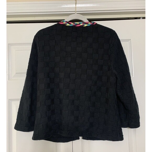 Michael Simon Black Cardigan with Multicolor Trim - Picture 6 of 11
